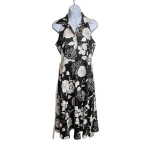 Vintage DBY LTD Women's Black Floral‎ Hawaiian Print Sleeveless Dress Size 7/8